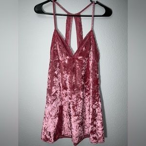 Adore Me | Women’s Small Pink Velvet Lace Slip Dress